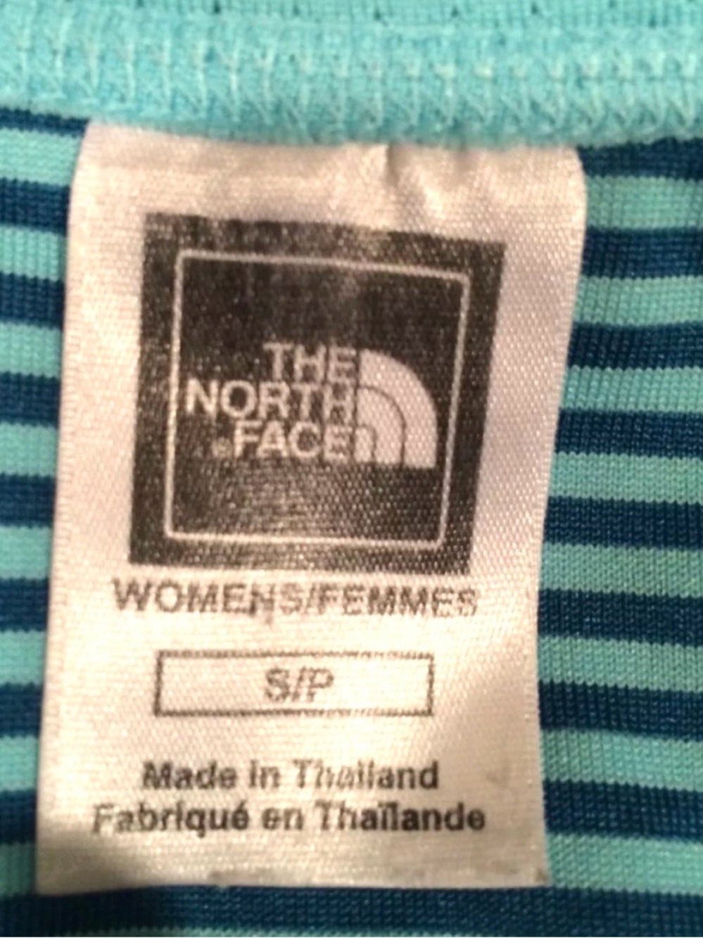 THE NORTH FACE Tee Vapor Wick Shirt Turquoise Scoop Knit Striped Top Stretchy - Picture 8 of 8